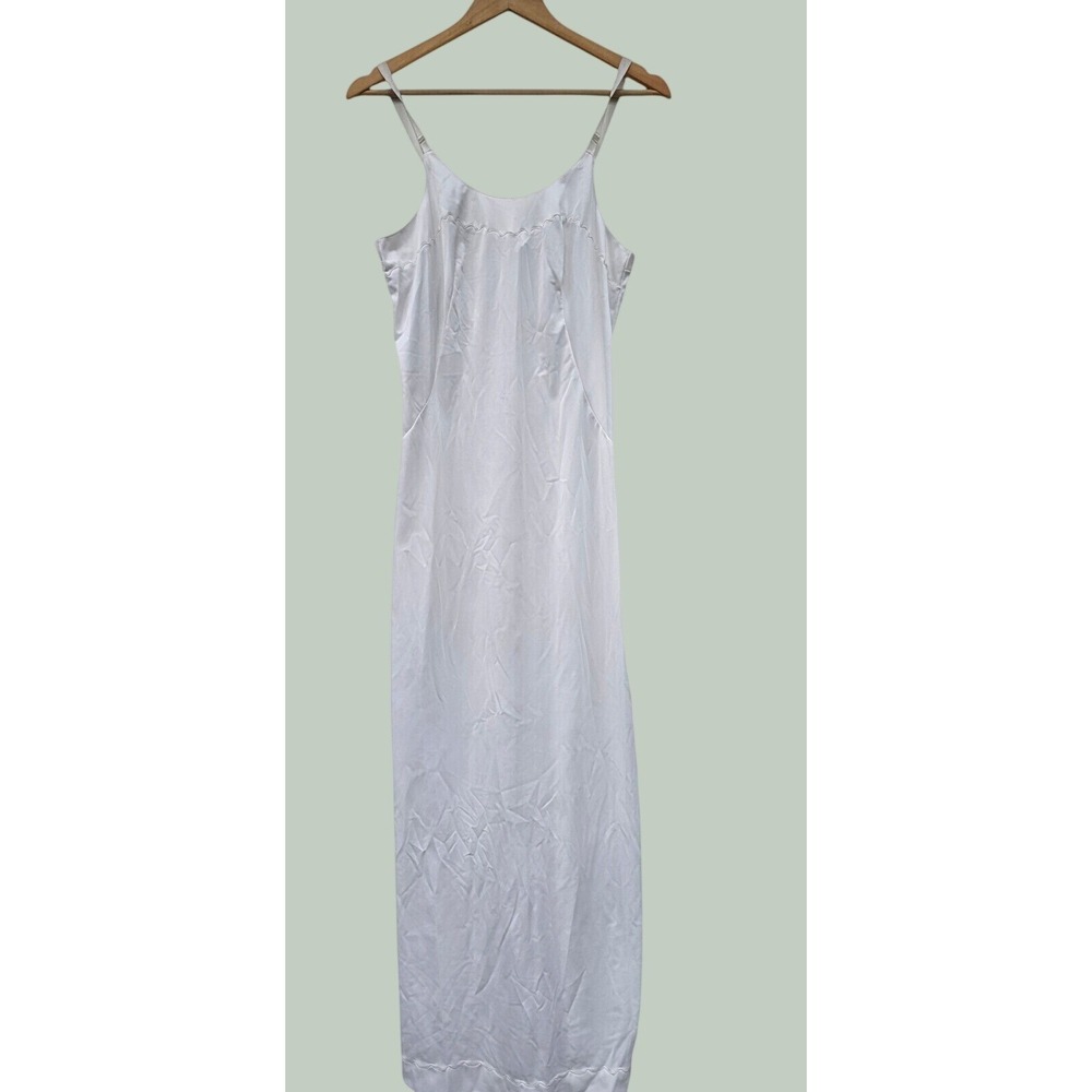 Vintage Movie Star Maxi Slip Dress 36 White Coquette Bridal Nightgown 70s 80s